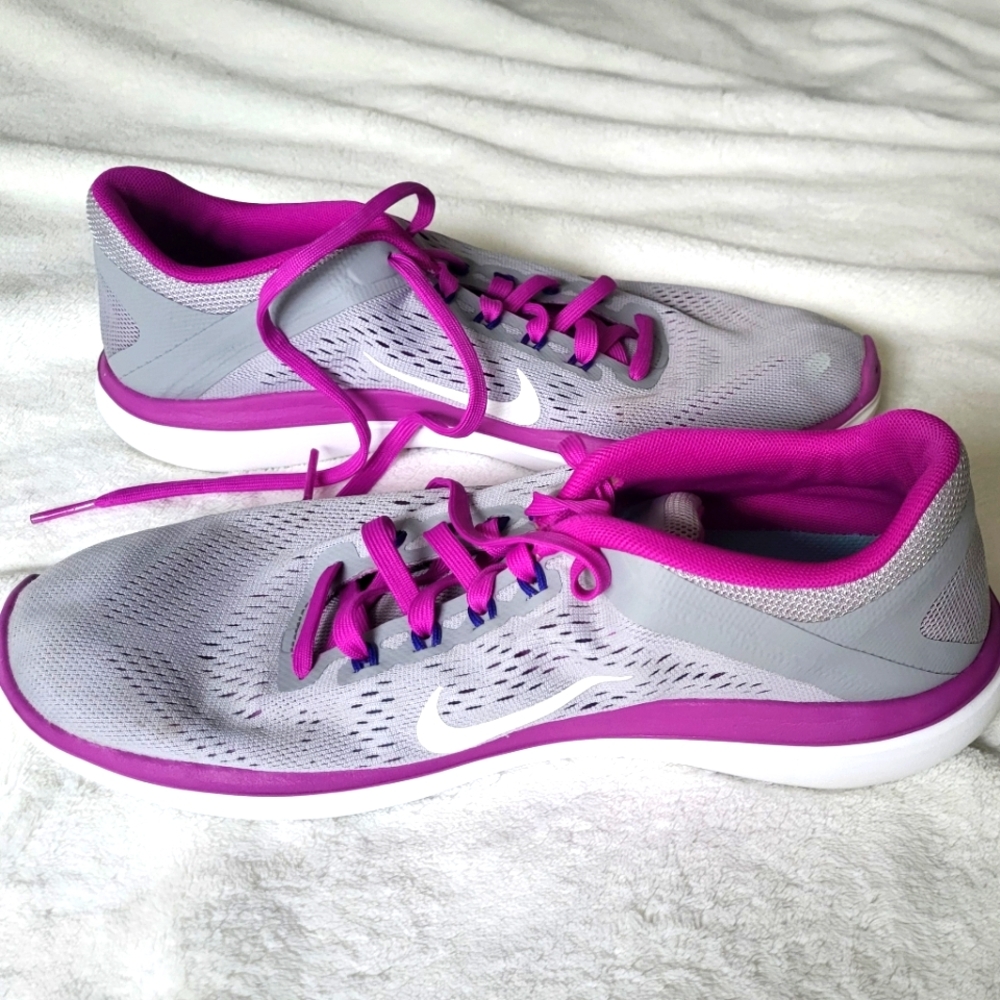 Nike Womens Flex 2016 RN Running Shoes Gray 830751-004 Low Top Mesh Lace Up Sz 9